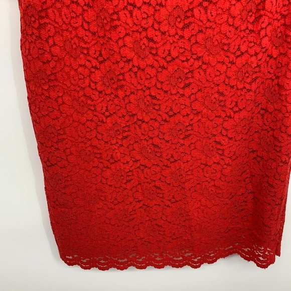 Banana Republic Dress Red Floral Polo Lace Flutter Sleeve - Picture 6 of 11